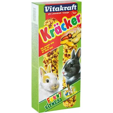 Vitakraft Dwergkonijn Kracker - Noot 2 In 1 - 2 Stuks - Konijnensnack