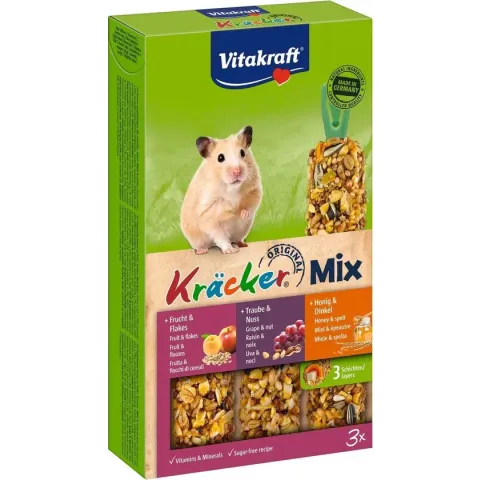 Vitakraft Hamster Kracker 3in1 Mulitvitamine/Honing/Fruit 168 g