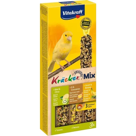 Vitakraft Kanarie Kracker 3 stuks Sinaasappel&Sesam&Kiwi