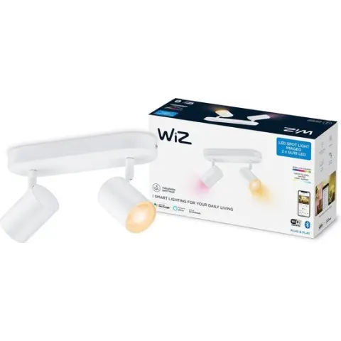 WiZ Opbouwspot Imageo Wit 2 spots - Slimme LED-Verlichting - Gekleurd en Wit Licht - GU10 - 2x 5W - Wi-Fi