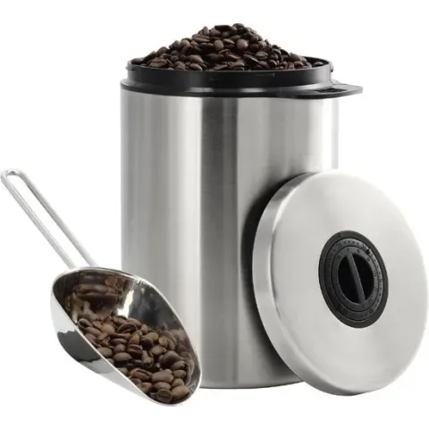 Xavax RVS-blik voor 1 kg koffiebonen, met schepje