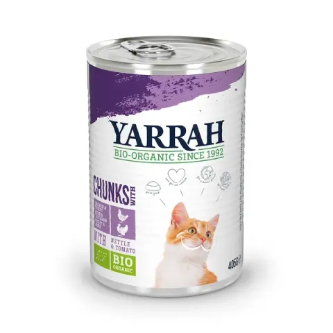 Yarrah Bio Kat Blik Chunks 405 g - Kattenvoer - Kip&Kalkoen