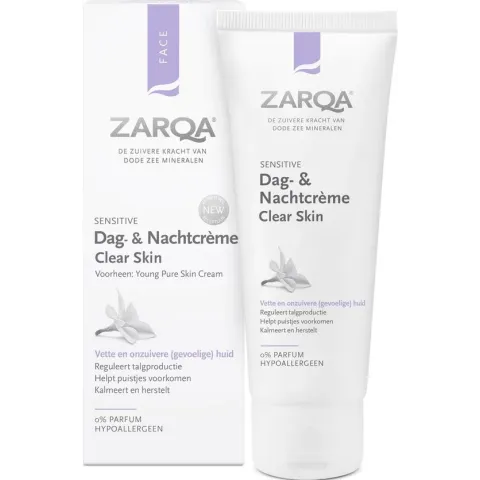 ZARQA Dag- en Nachtcrème Clear Skin (reguleert talgproductie) - 75 ml