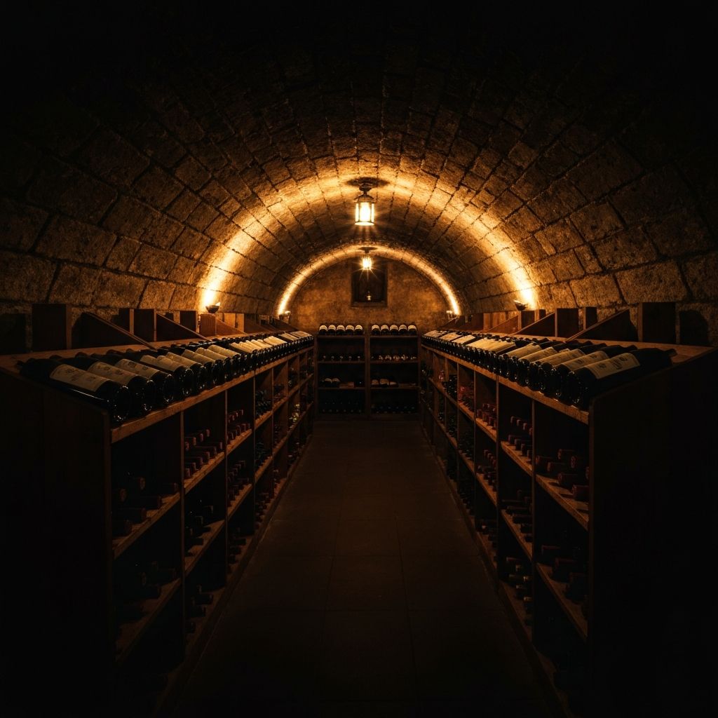 Fine wine cellar with aged bottles