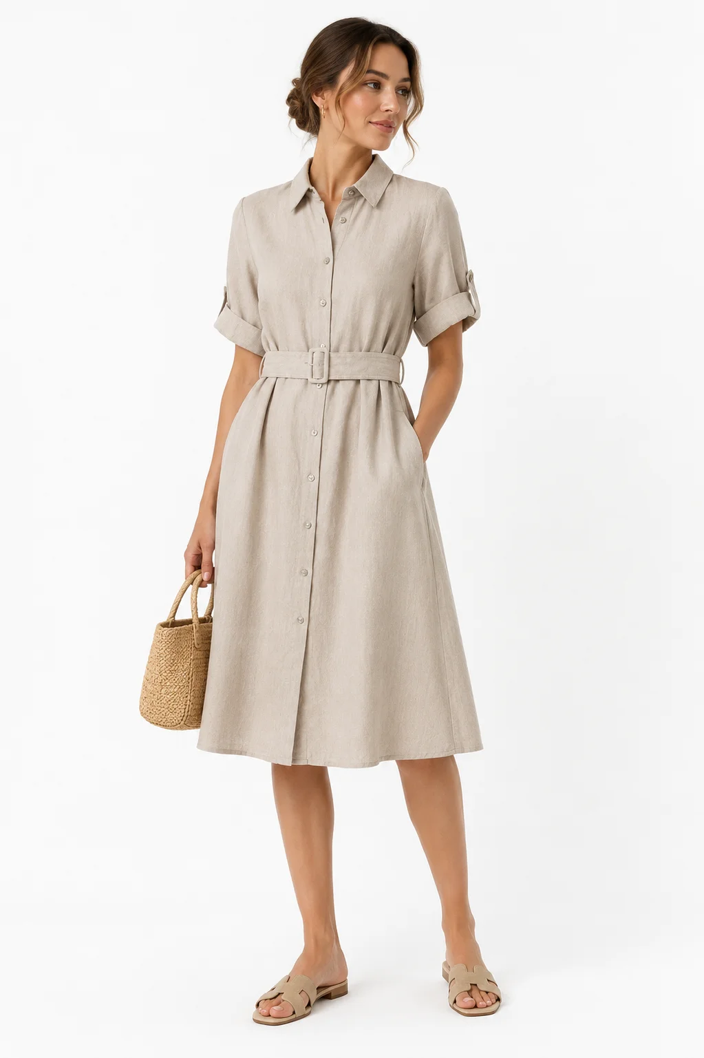 Classic Linen Shirt Dress thumbnail 4