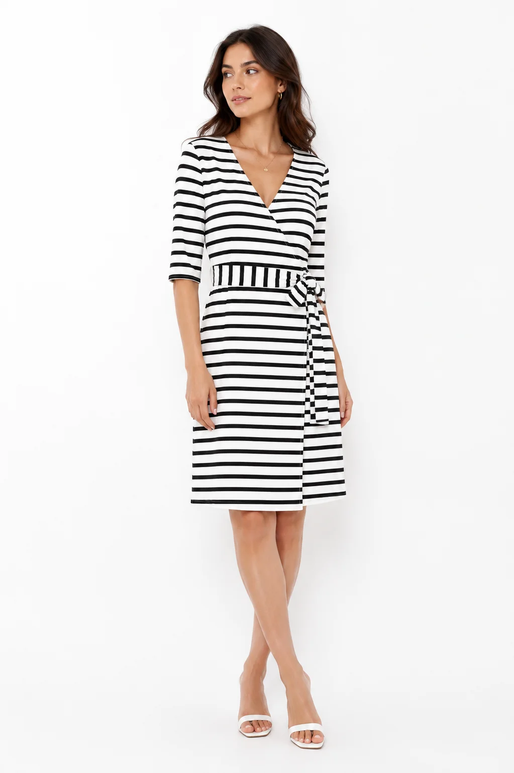 Classic Striped Wrap Dress thumbnail 3