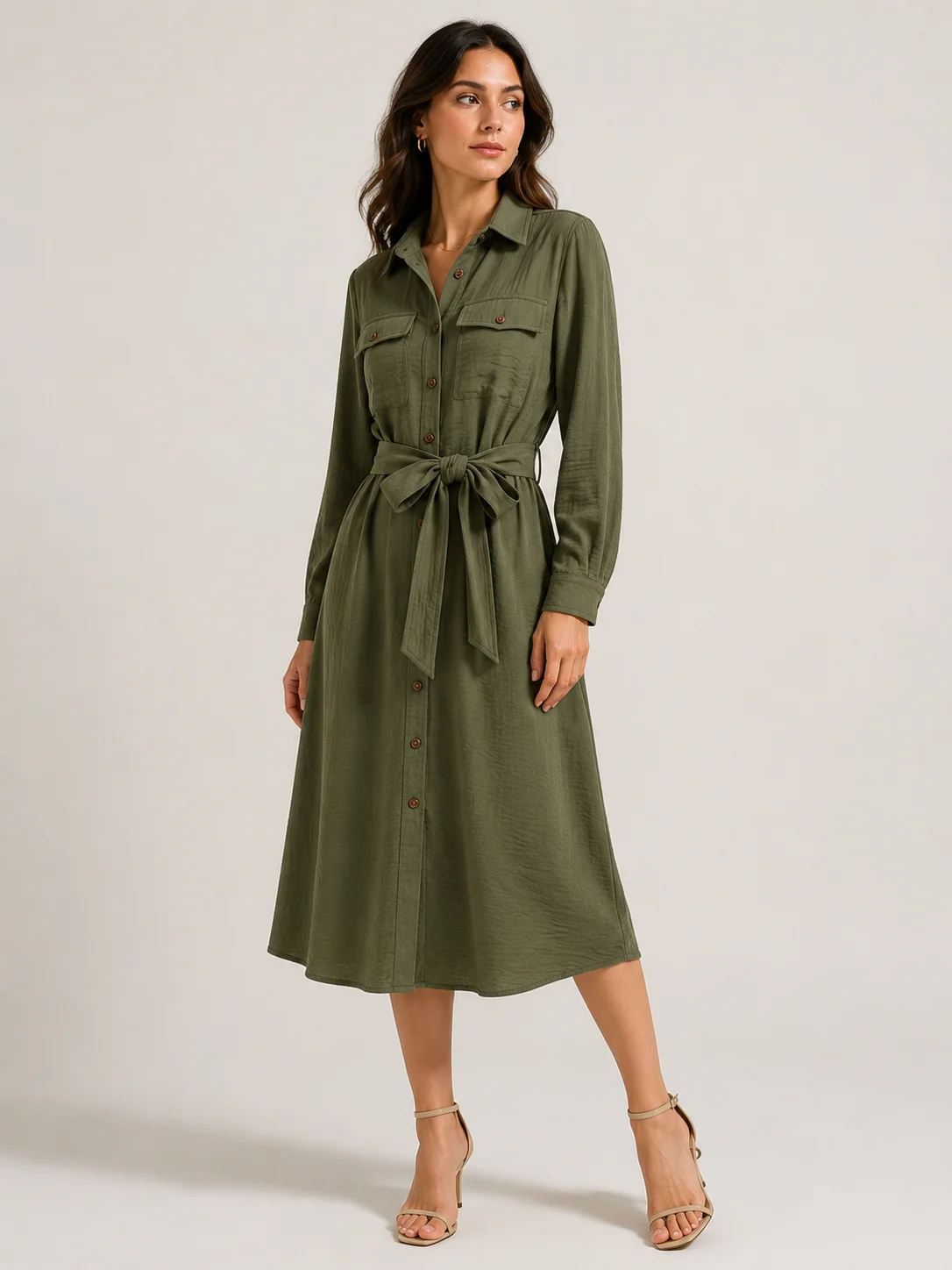 Classic Belted Shirt Dress thumbnail 4