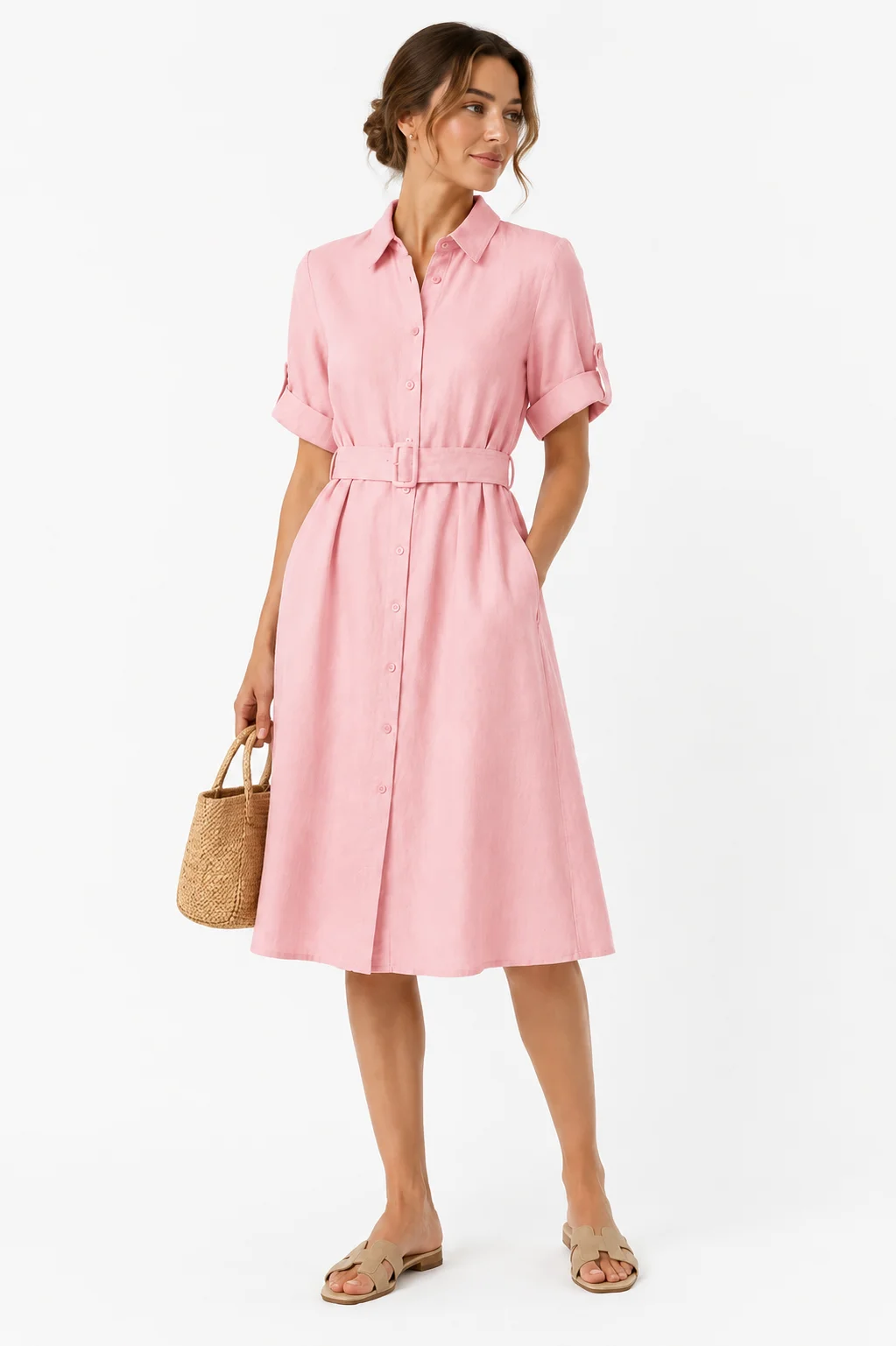 Classic Linen Shirt Dress thumbnail 4