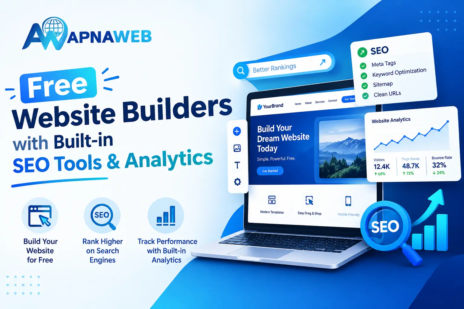 Free Website Builders With Built-in SEO Tools and Analytics