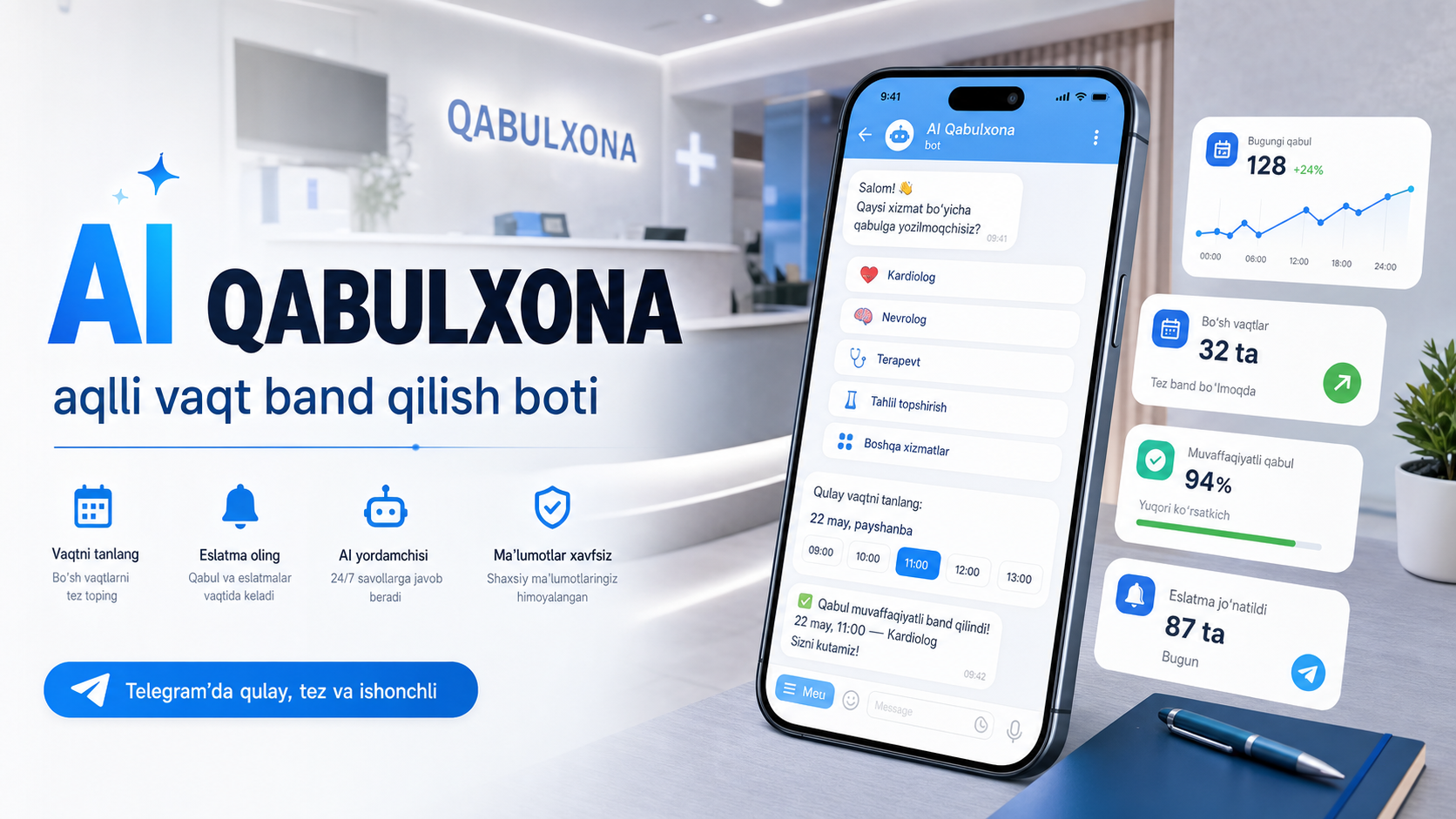 AI Qabulxona — aqlli vaqt band qilish boti