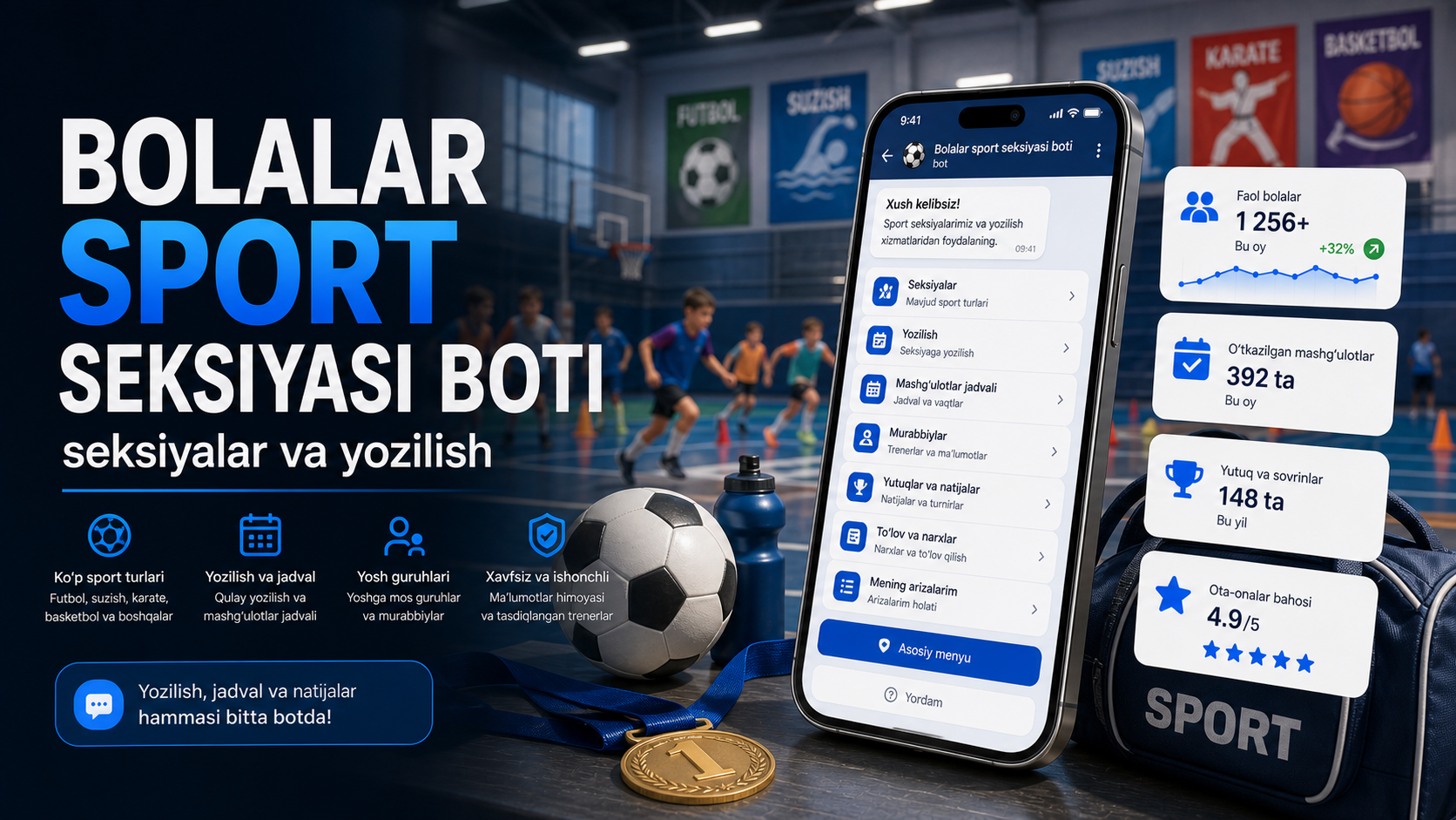 Bolalar sport seksiyasi boti — seksiyalar va yozilish