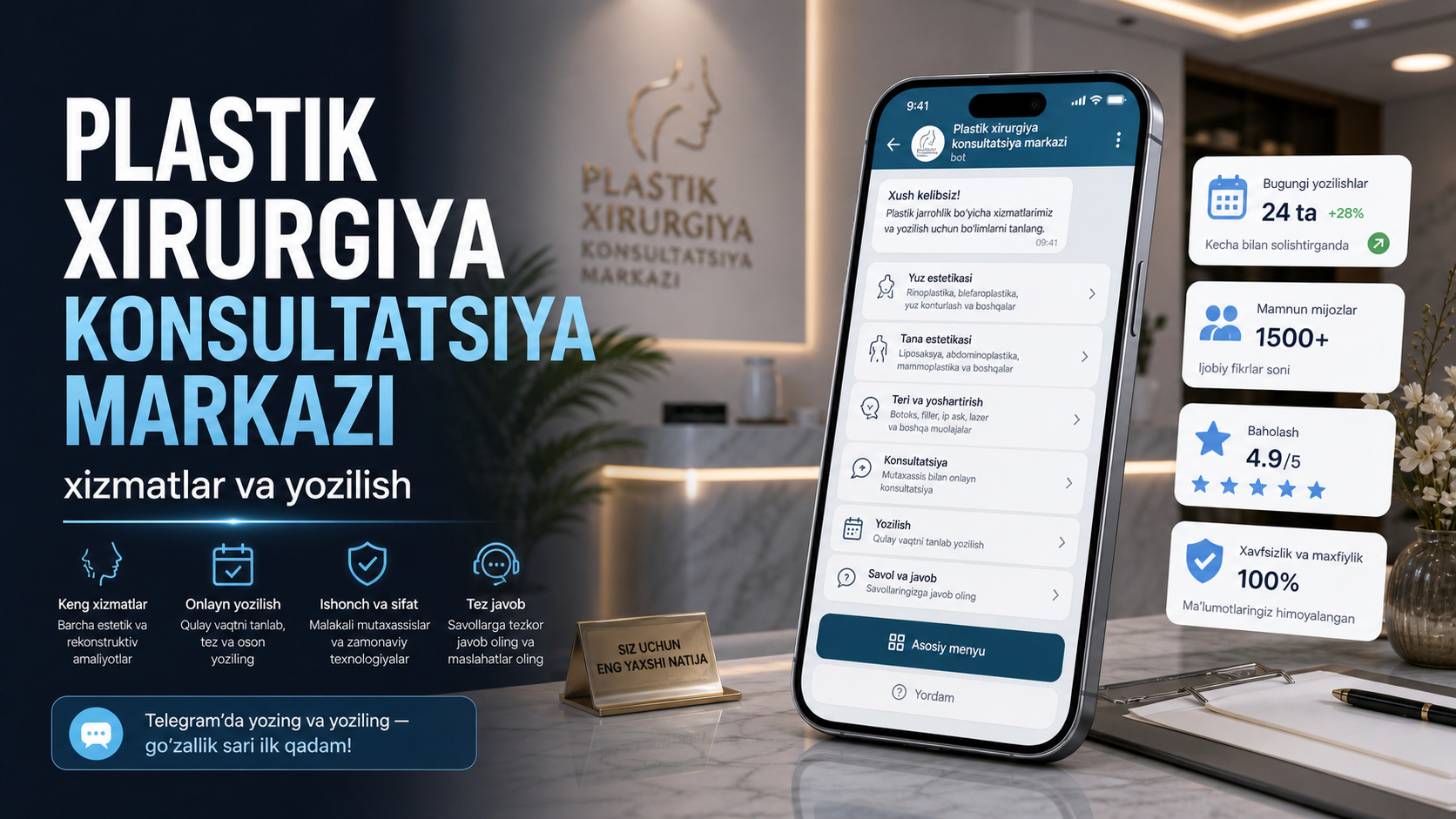 Plastik xirurgiya konsultatsiya markazi — xizmatlar va yozilish