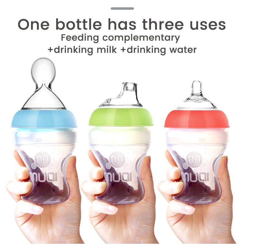 Mumlove 3-in-1 Silicone Baby Bottles - Multi-Use Baby Milk & Feeding Bottle, BPA-Free