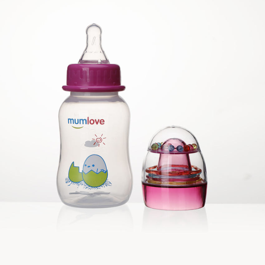 Mumlove 150ml PP Baby Bottle with Rattles - BPA-Free Milk Feeding Bottle for Newborns