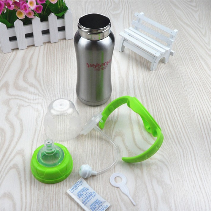 Mumlove 240 Ml Baby Thermos, Baby Bottle Thermos Stainless Steel Feeding Bottle, Nursing Bottle Nipple Insulation Cup Vacuum Flask Milk Bottle
