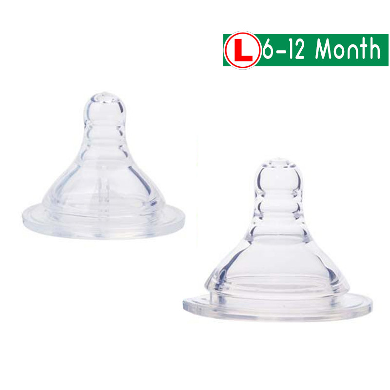Mumlove Wide Neck Baby Bottle Nipples - 2-Pack, Size L (6-12 Months), BPA-Free Milk Feeding Accessory