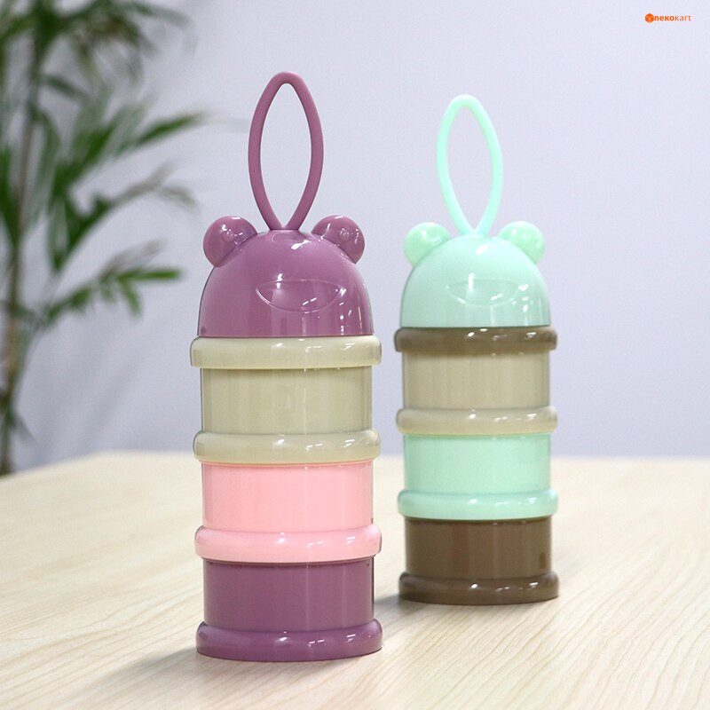 Mumlove 3 Tier Frog Portable Baby Food Storage Container Essential Flakes Container Cartoon Baby Food Dispenser Baby Supplies Storage Bowl With Lid