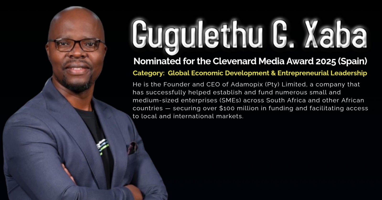 Gugulethu G. Xaba Nominated for the Clevenard Media Award 2025 in Palma de Mallorca, Spain