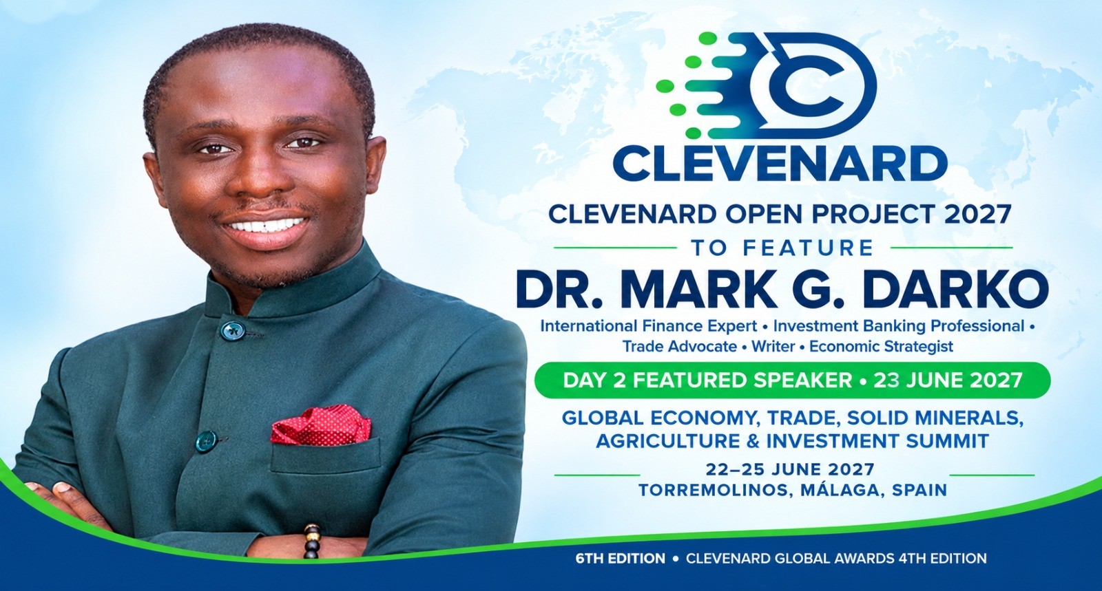 CLEVEnARD ANNOUNCES DR. MARK G. DARKO AS A FEATURED SPEAKER AT THE 2027 CLEVEnARD OPEN PROJECT AND 4TH EDITION OF THE CLEVEnARD GLOBAL AWARDS IN TORREMOLINOS, MÁLAGA, SPAIN