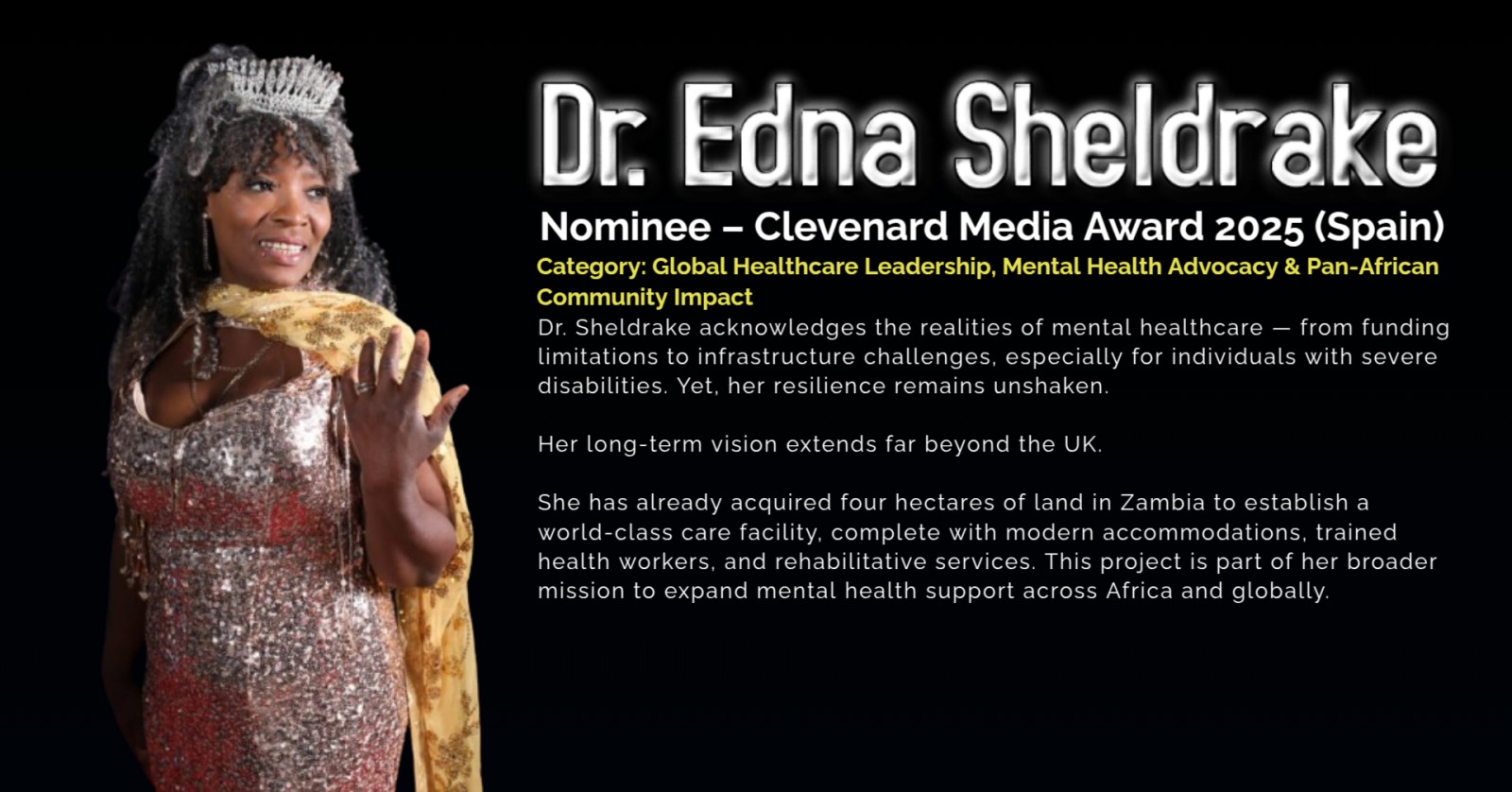 Dr. Edna Sheldrake Nominated for the Clevenard Media Award 2025 – Palma de Mallorca, Spain