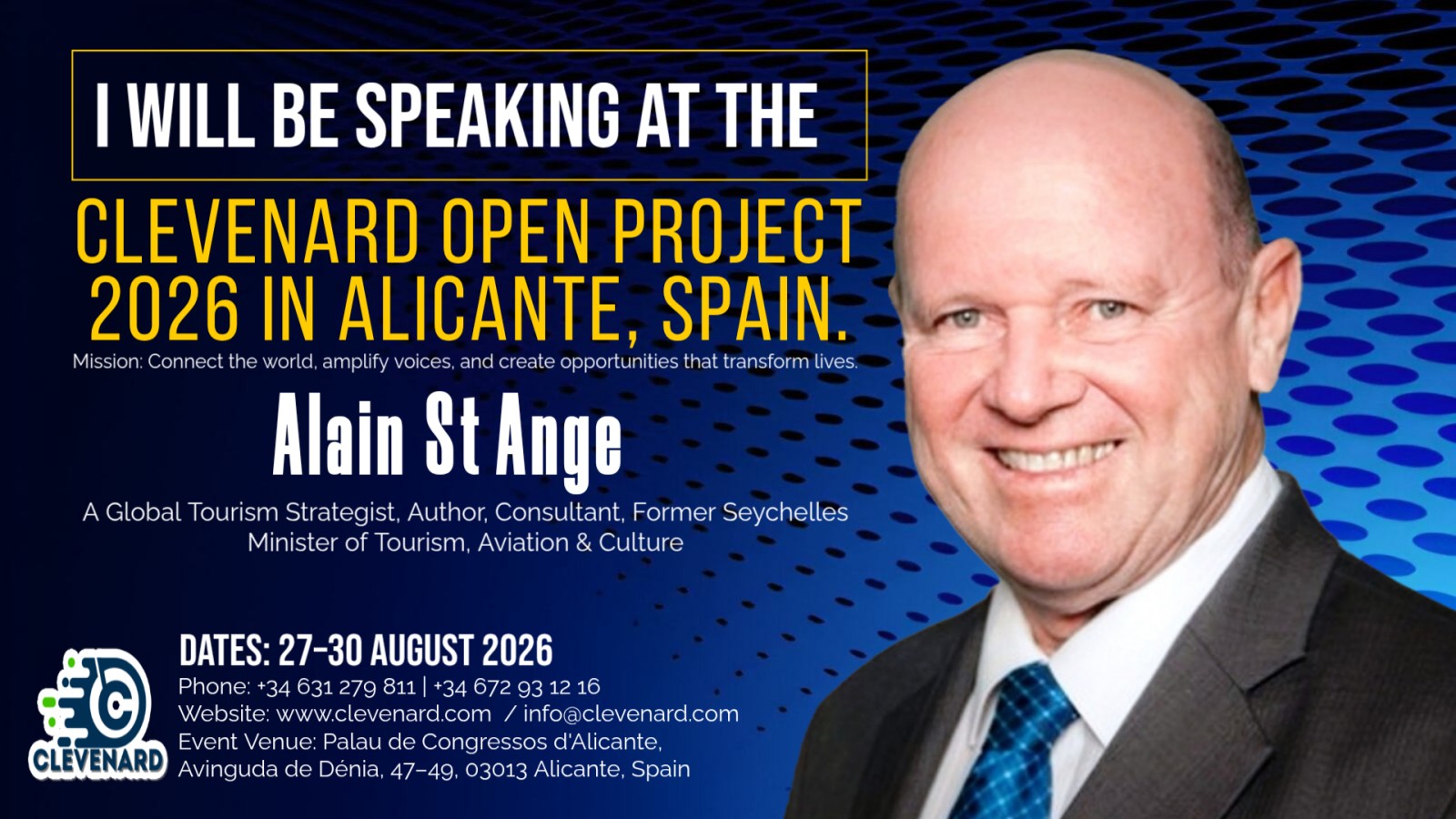 Alain St Ange to Deliver Keynote at Clevenard Open Project 2026 – Alicante, Spain