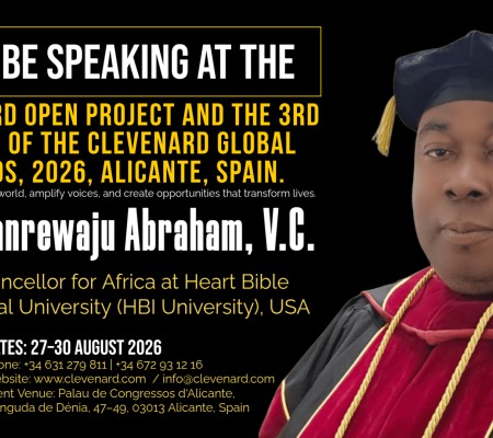 Clevenard to Honour Prof. Olanrewaju Abraham, V.C. at the 2026 Clevenard Open Project 5th Edition & Clevenard Global Awards 3rd Edition in Alicante, Spain