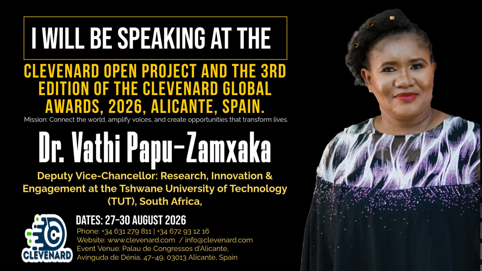 Clevenard to Honour Dr. Vathi Papu-Zamxaka at the 2026 Clevenard Open Project – 5th Edition & Clevenard Global Awards – 3rd Edition, Alicante, Spain