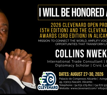 Clevenard to Honour Collins Nweke at the 2026 Clevenard Open Project & Global Awards in Alicante, Spain