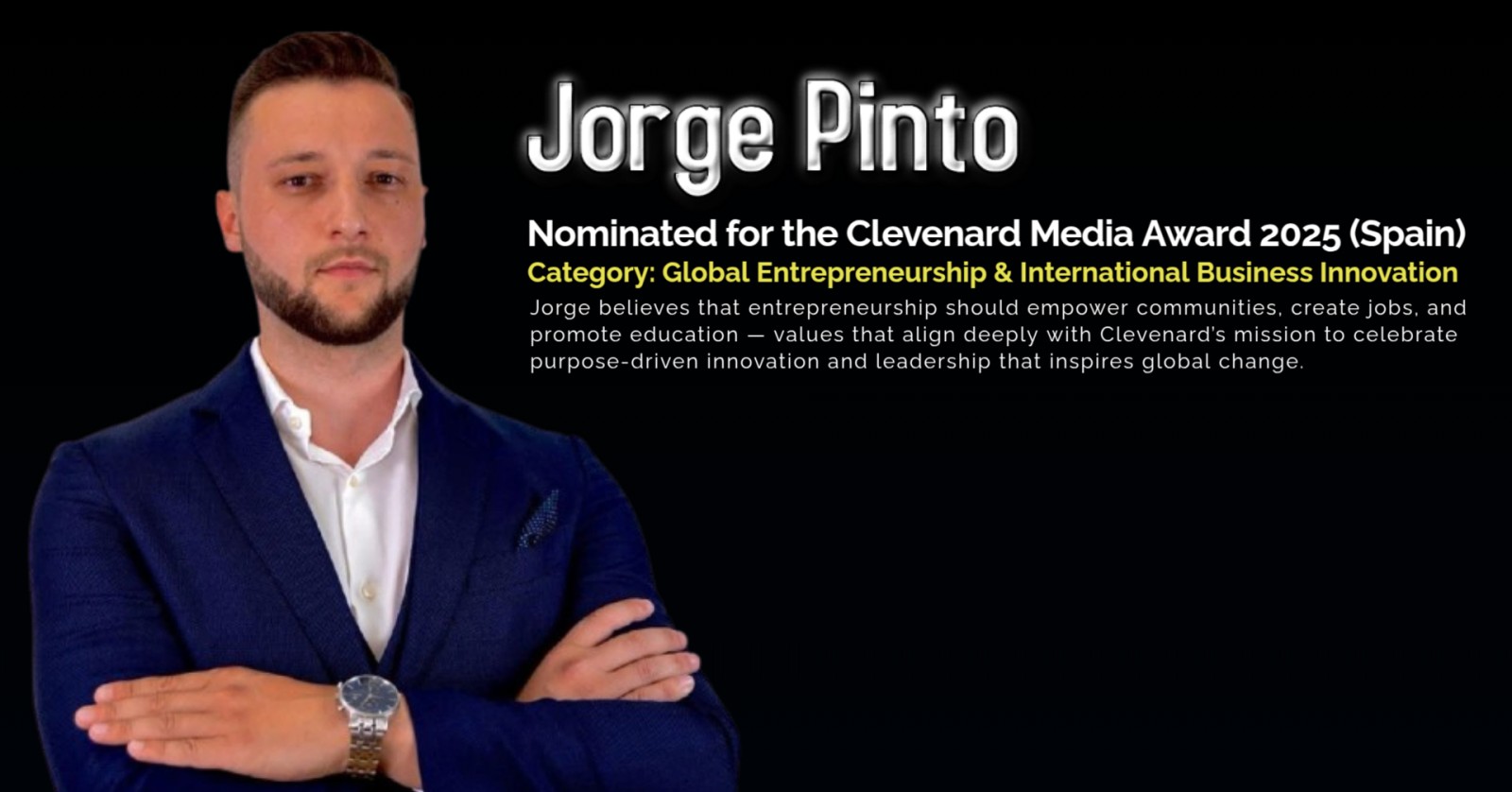 Jorge Pinto Nominated for the Clevenard Media Award 2025 in Palma de Mallorca, Spain