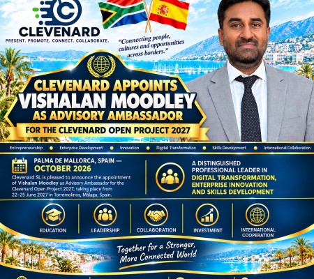 CLEVEnARD APPOINTS VISHALAN MOODLEY AS ADVISORY AMBASSADOR FOR THE CLEVEnARD OPEN PROJECT 2027