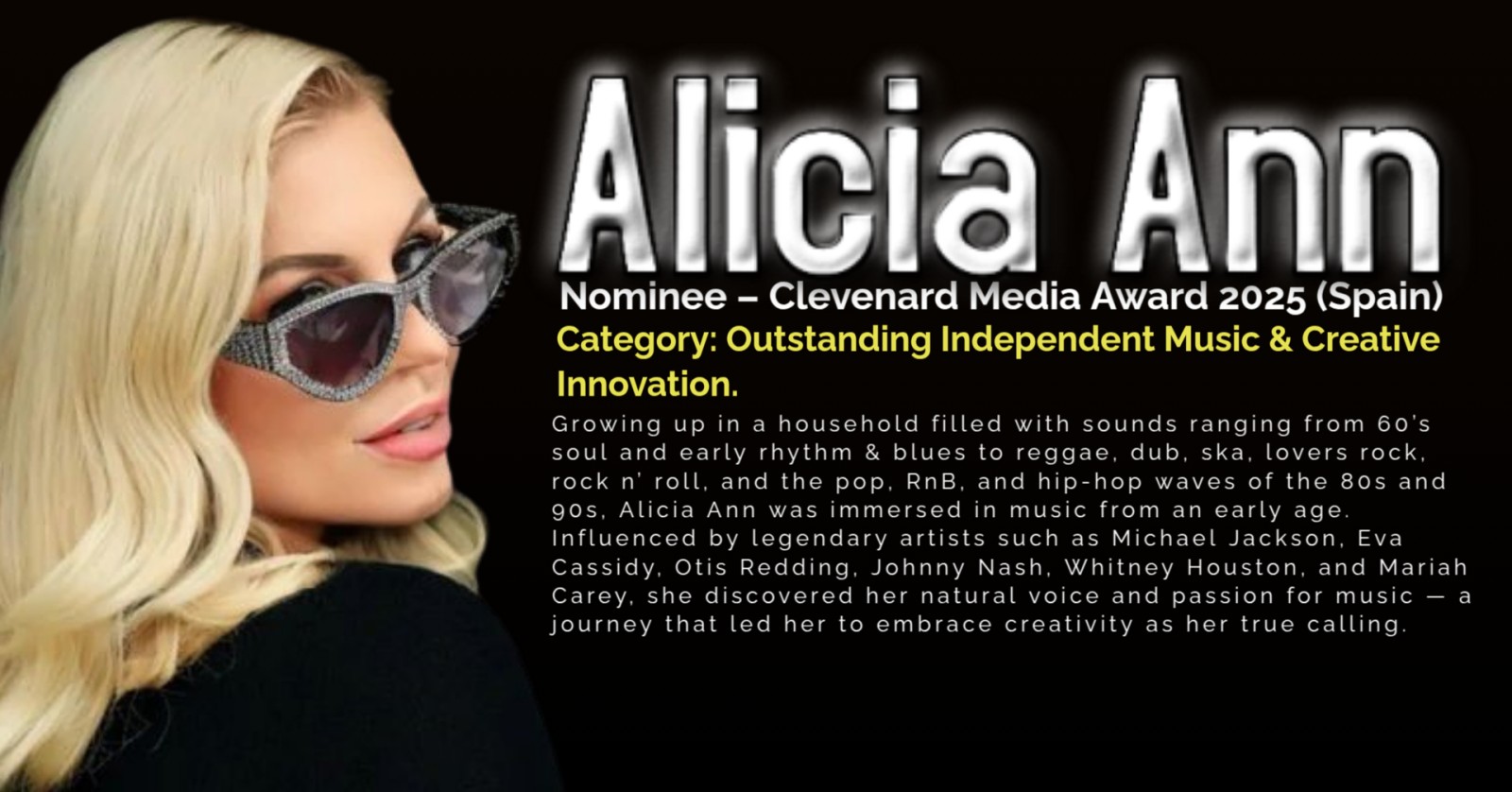 Alicia Ann (Ahne) Nominated for Clevenard Media Award 2025 in Palma de Mallorca, Spain