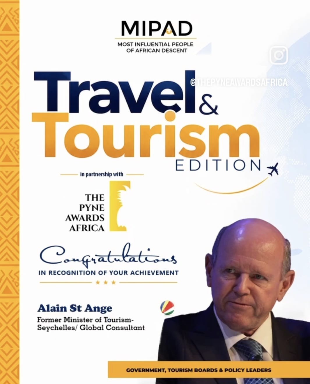 AMBASSADOR ALAIN ST.ANGE OF SEYCHELLES NAMED AMONG THE MOST INFLUENTIAL AFRICAN DESCENT LEADERS IN GLOBAL TRAVEL & TOURISM