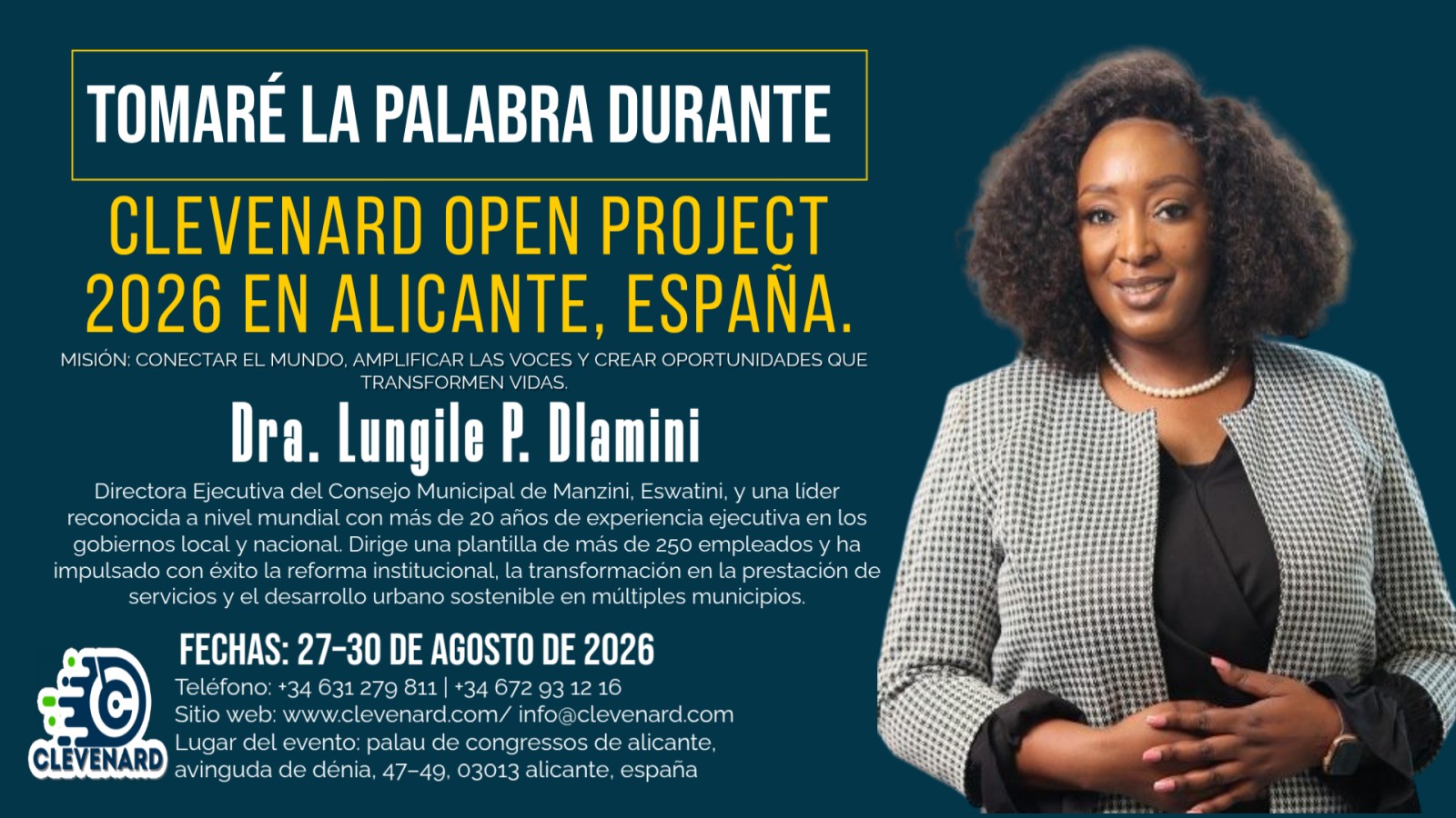 Dra. Lungile P. Dlamini será la Ponente Principal en la Cumbre de Economía Global del Clevenard Open Project 2026