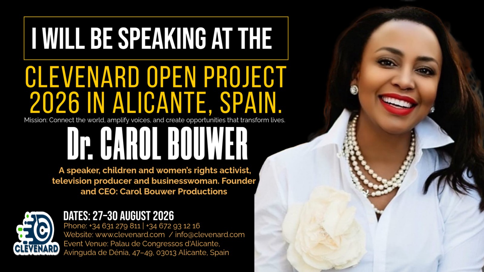 Clevenard Announces Global Honour for Dr Carol Bouwer at the 2026 Clevenard Global Award – 3rd Edition in Alicante, Spain