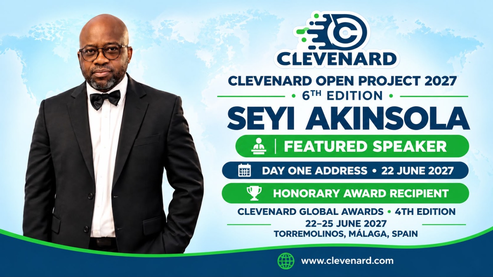 Clevenard to Honour British-Nigerian Filmmaker, IT Consultant and Photographer Seyi Akinsola at the 2027 Clevenard Open Project in Spain