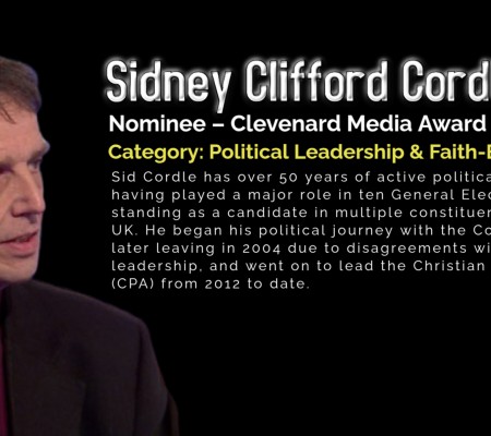 Sidney Clifford Cordle MBE Nominated for the Clevenard Media Award 2025 in the Category of Political Leadership & Faith-Based Impact