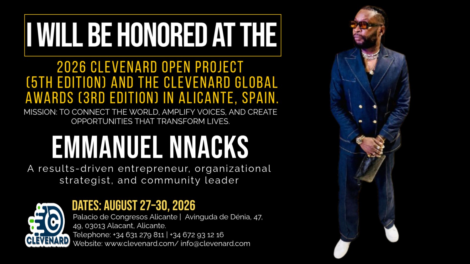 Clevenard to Honour Emmanuel Nnacks at the 2026 Clevenard Open Project & Global Awards in Alicante, Spain
