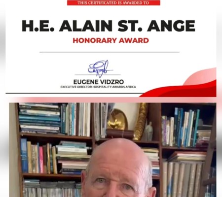 ALAIN ST.ANGE OF SEYCHELLES AWARDED 'HONORARY AWARD' BY HOSPITALITY AWARDS AFRICA AT LAGOS EVENT IN NIGERIA