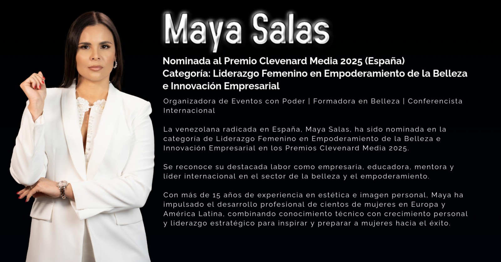 Maya Salas Nominada a los Premios Clevenard Media 2025 – Palma de Mallorca, España