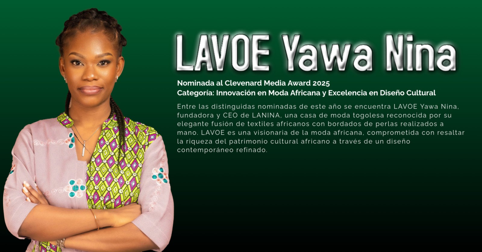 LAVOE Yawa Nina nominada al Clevenard Media Award 2025