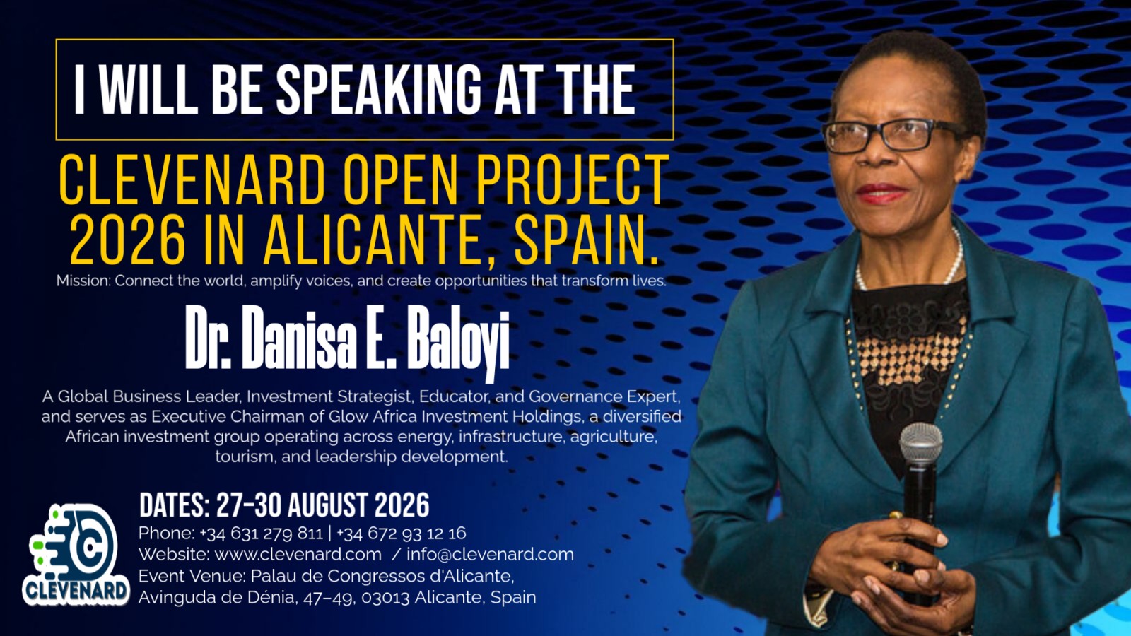 Dr. Danisa E. Baloyi to Speak at Clevenard Open Project 2026 – Alicante, Spain