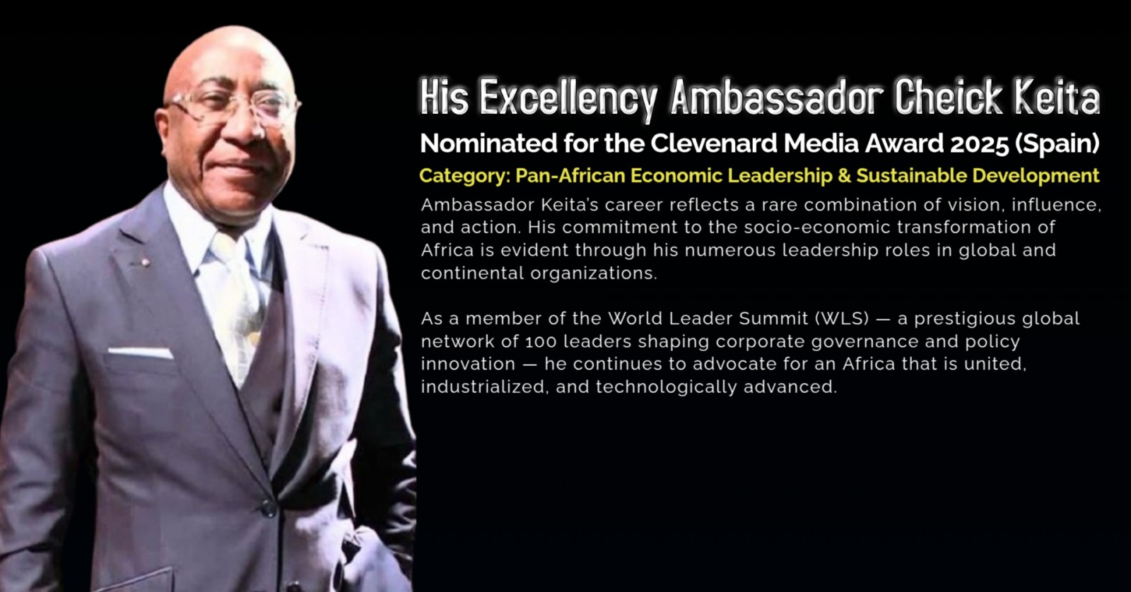 His Excellency Ambassador Cheick Keita Nominated for the Clevenard Media Award 2025