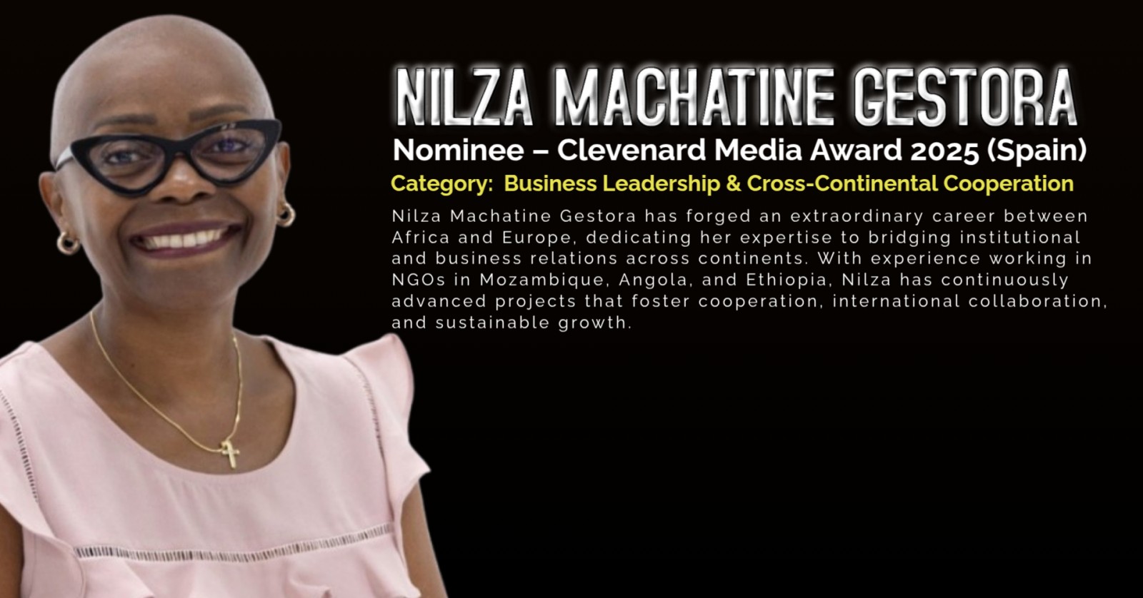 NILZA MACHATINE GESTORA Nomeada para o Clevenard Media Award 2025 – Palma de Maiorca, Espanha
