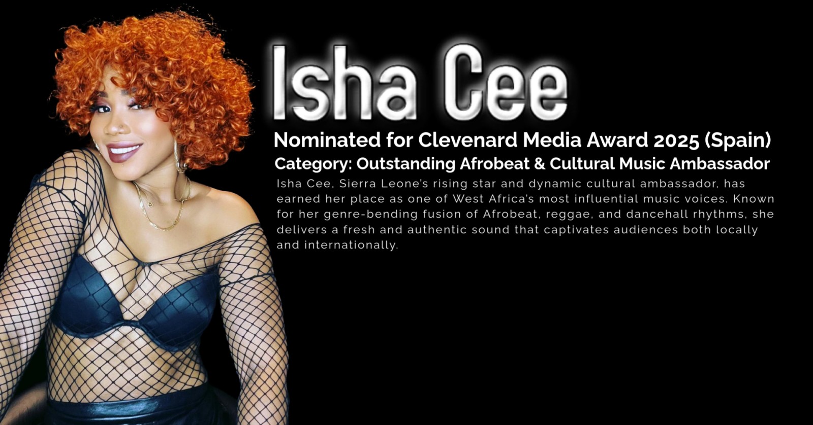 Isha Cee – Nominated for Clevenard Media Award 2025