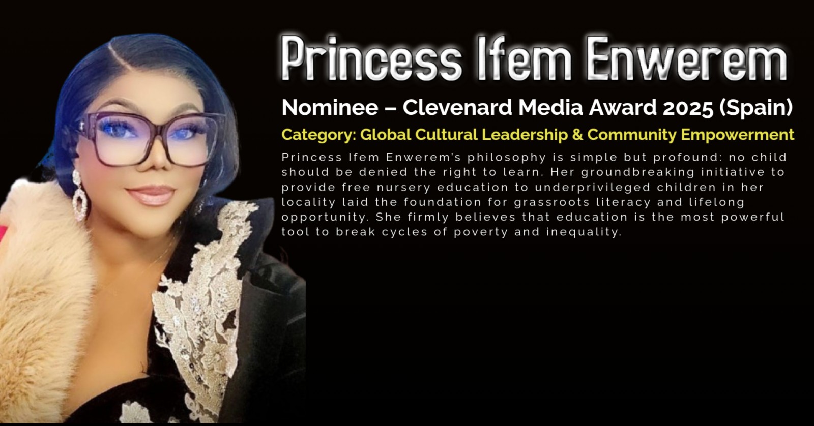 Princess Ifem Enwerem Nominated for the Clevenard Media Award 2025