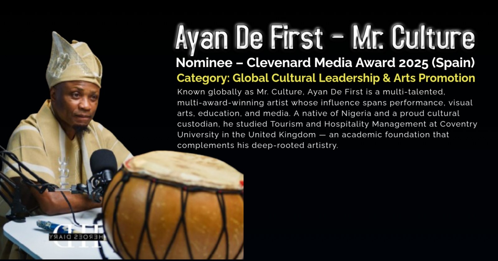 Ayan De First – Mr. Culture Nominated for the Clevenard Media Award 2025 in Palma de Mallorca, Spain