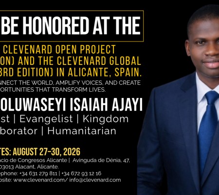 Clevenard to Honour Pastor Oluwaseyi Isaiah Ajayi at the 2026 Clevenard Open Project & Global Awards in Alicante, Spain