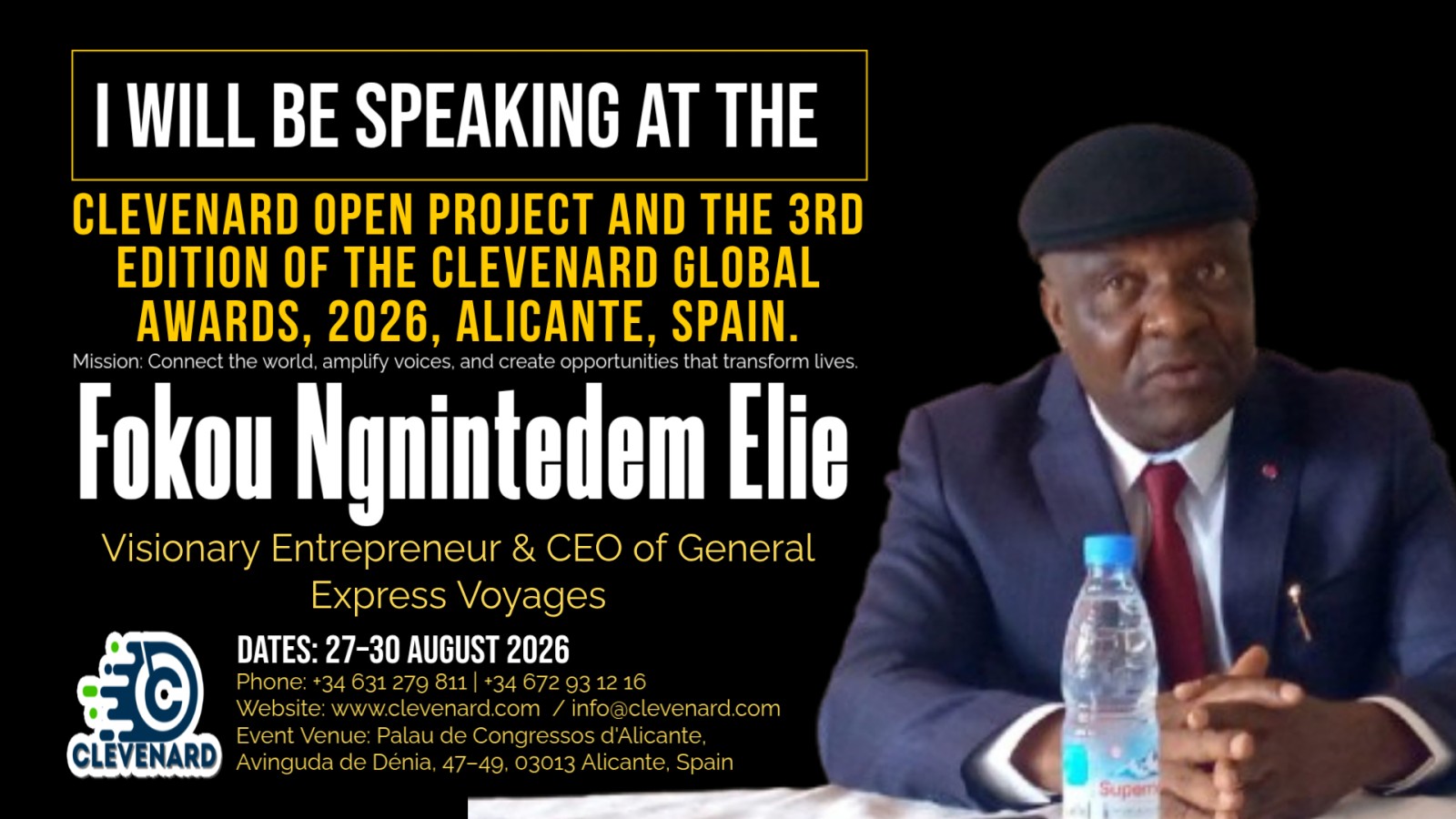 Clevenard to Honour Fokou Ngnintedem Elie at the 2026 Clevenard Open Project & Global Awards in Alicante, Spain
