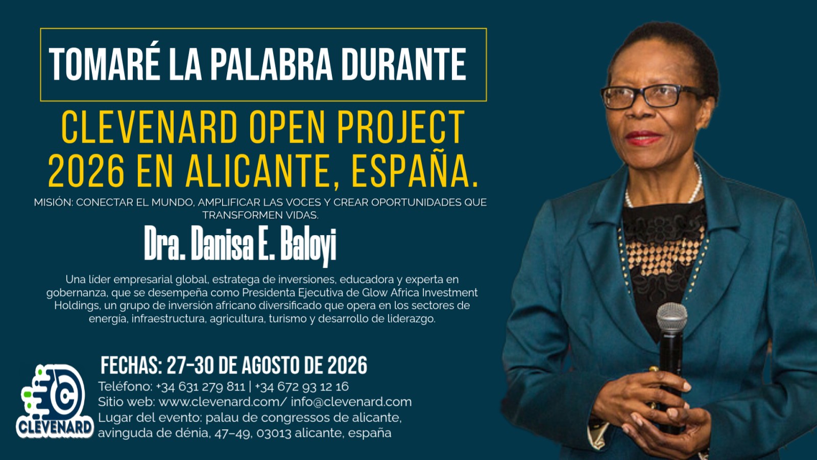 La Dra. Danisa E. Baloyi será ponente en el Clevenard Open Project 2026 – Alicante, España