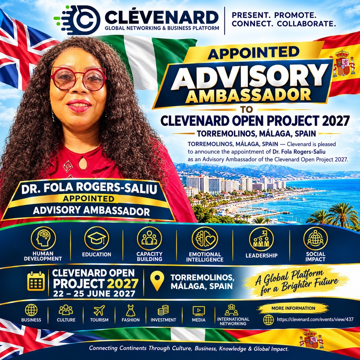 DR. FOLA ROGERS-SALIU APPOINTED ADVISORY AMBASSADOR - CLEVEnARD OPEN PROJECT 2027